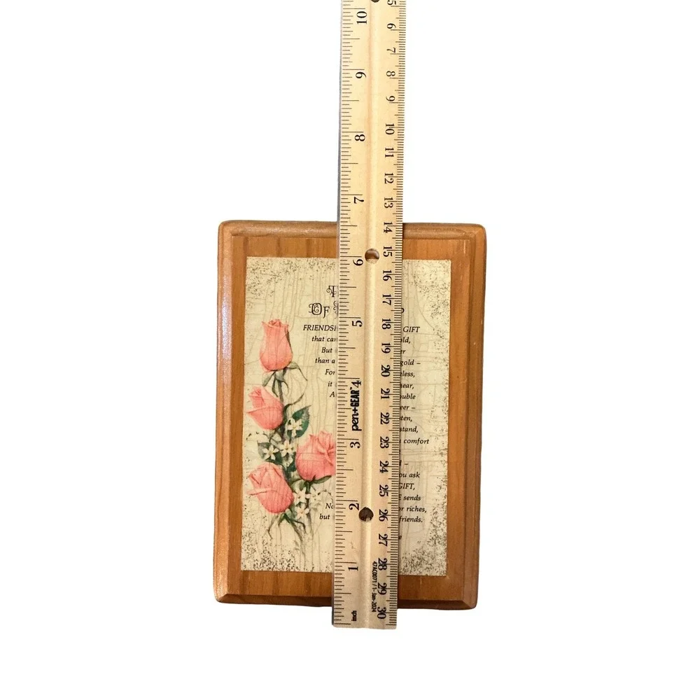 Wooden Friendship Plaque Helen Steiner Rice‎ Poem Rose Art Gift Decor
